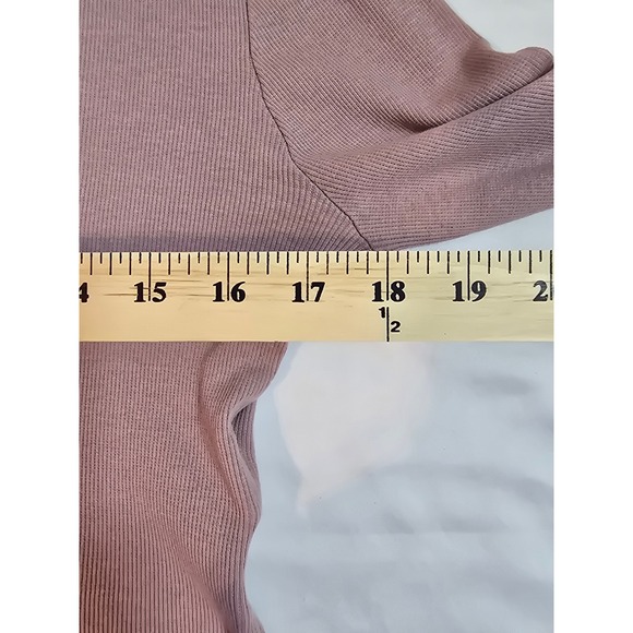 Madewell Ribbed Knit Crop Long Sleeve Top Dusty Rose Mauve M Cotton Modal Blend - Picture 6 of 9